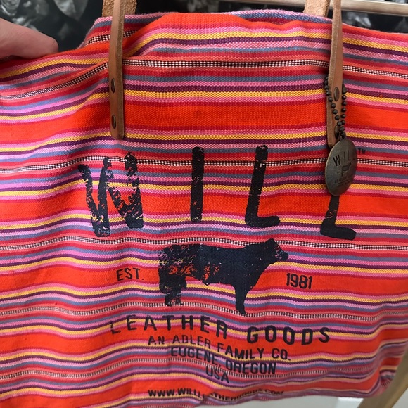 Will Leather Goods Multicolor Striped Tote — red, orange, yellow, pink - Picture 4 of 8